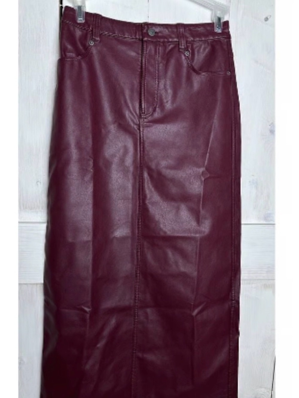 Free People Faux Leather Maxi Skirt - Burgundy